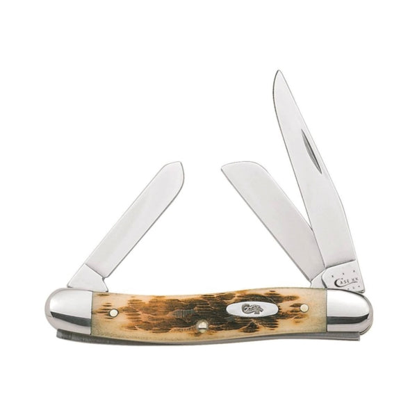 Amber Bone Medium Stockman Carbon Steel