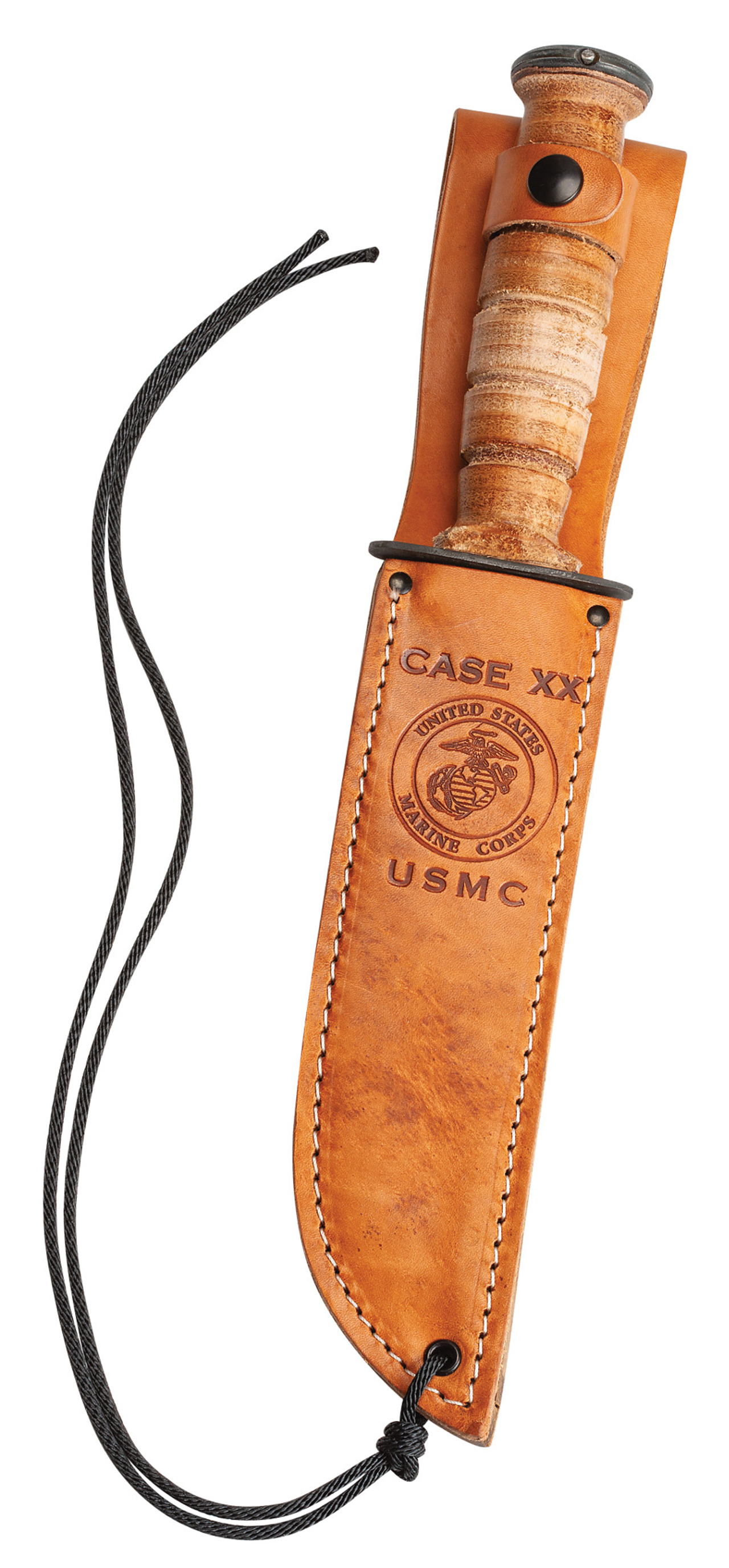 USMC® Grooved Leather Knife with Leather Sheath