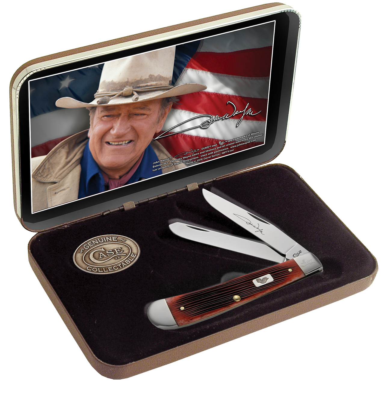 John Wayne Gift Set Barnboard Jig Dark Red Bone Trapper