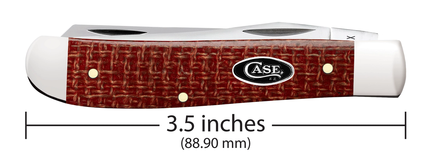 Dark Red Burlap Micarta CS Mini Trapper