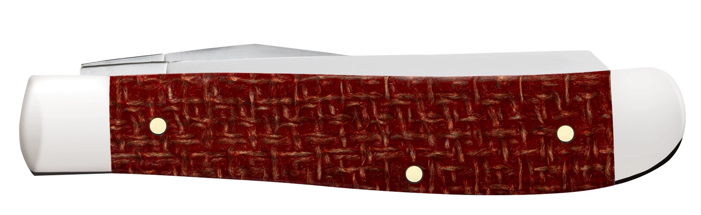 Dark Red Burlap Micarta CS Mini Trapper