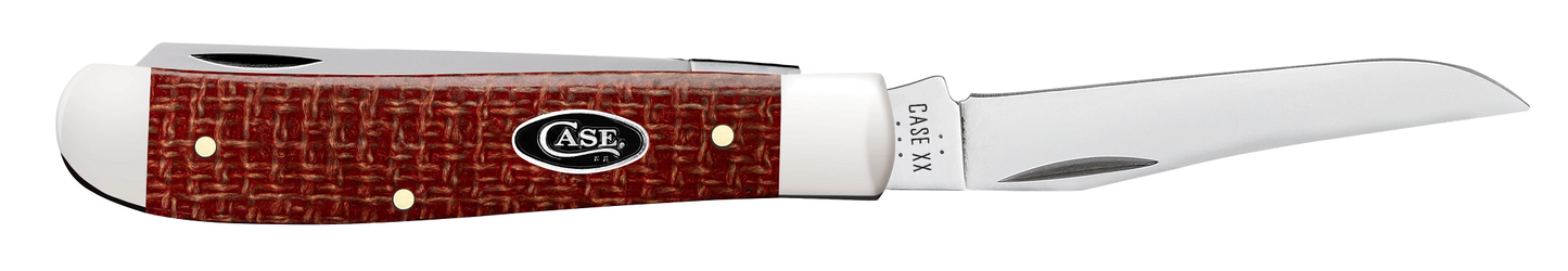 Dark Red Burlap Micarta CS Mini Trapper