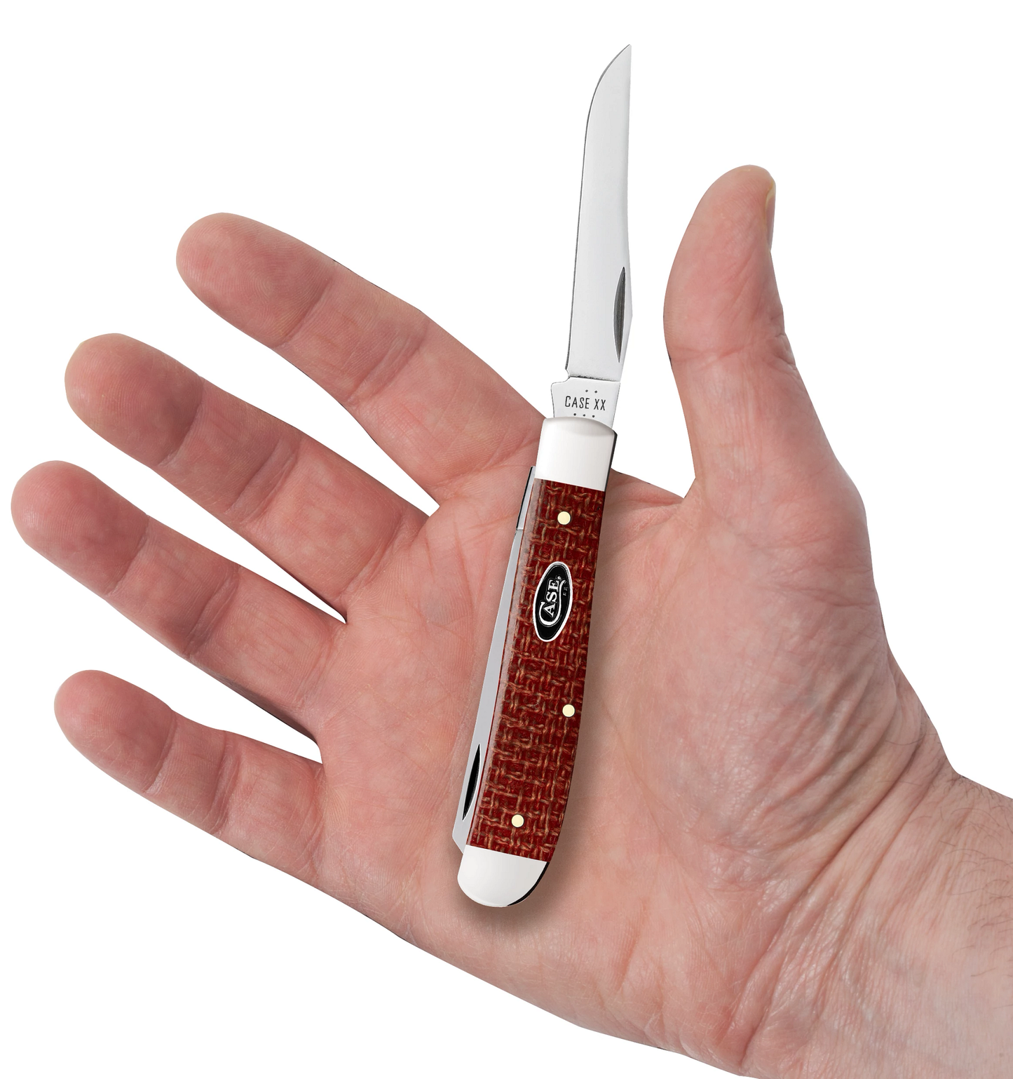 Dark Red Burlap Micarta CS Mini Trapper