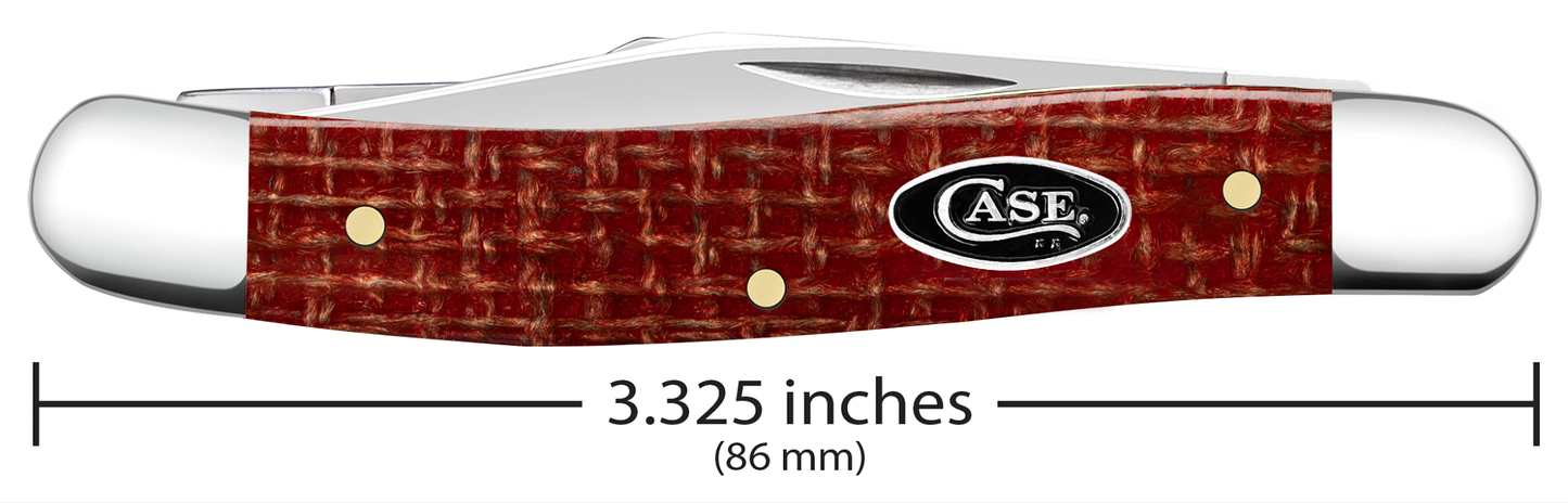 Dark Red Burlap Micarta CS Medium Stockman
