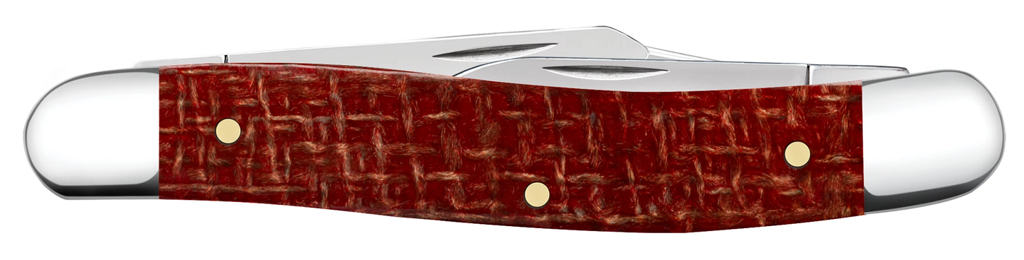 Dark Red Burlap Micarta CS Medium Stockman
