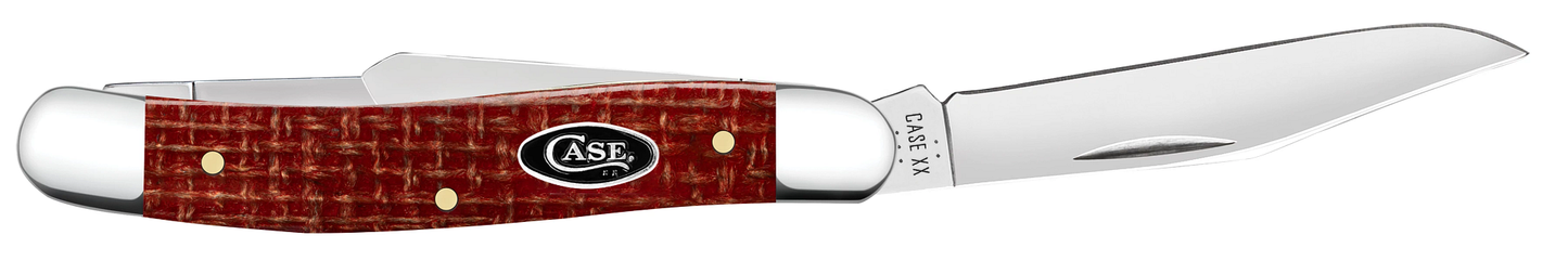 Dark Red Burlap Micarta CS Medium Stockman