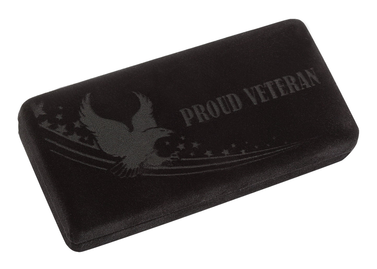 U.S. Veteran Gift Set Embellished Smooth Natural Bone with Blue and Red Color Wash Trapper (In Velvet Box)