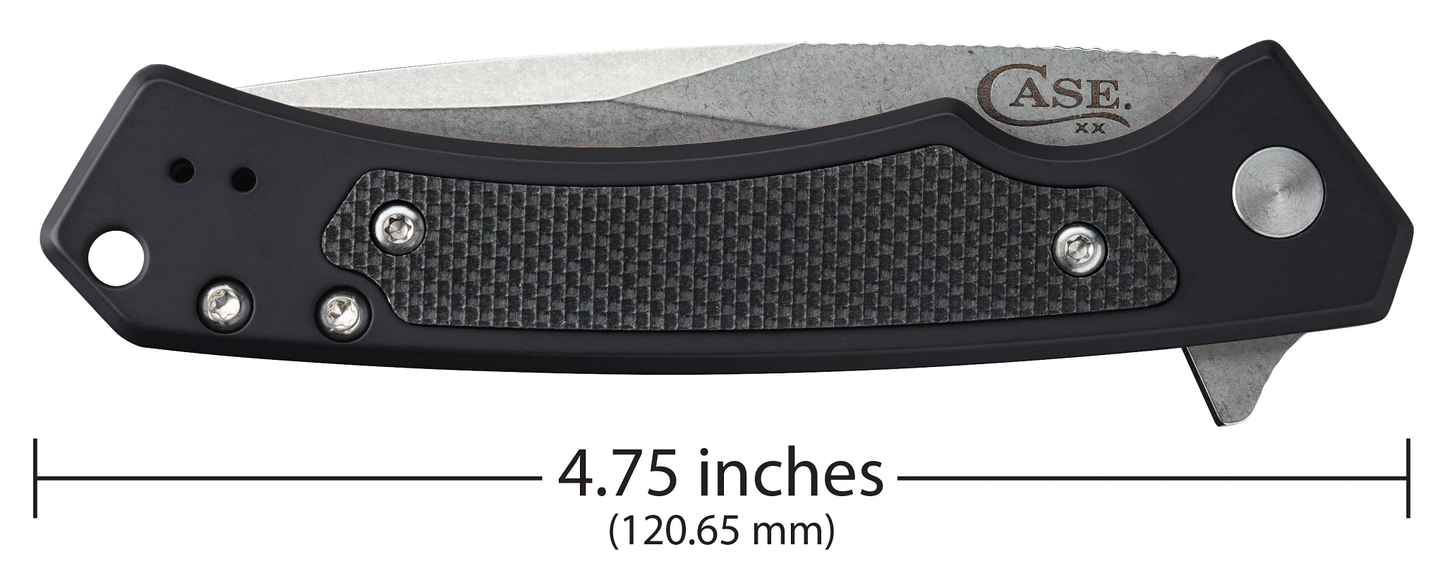 Black Aluminum Marilla Frame Lock with S35VN Stainless Serrated Blade