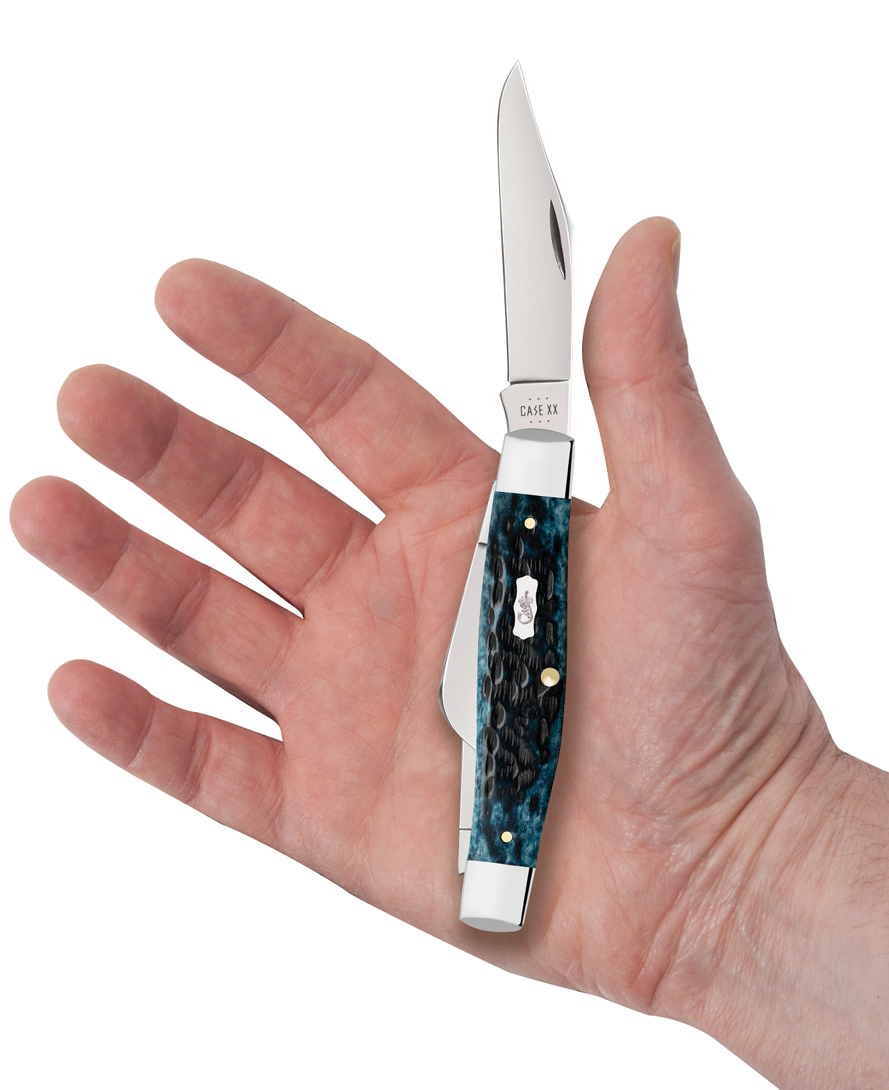Mediterranean Blue Bone Pocket Worn® Peach Seed Jig Large Stockman