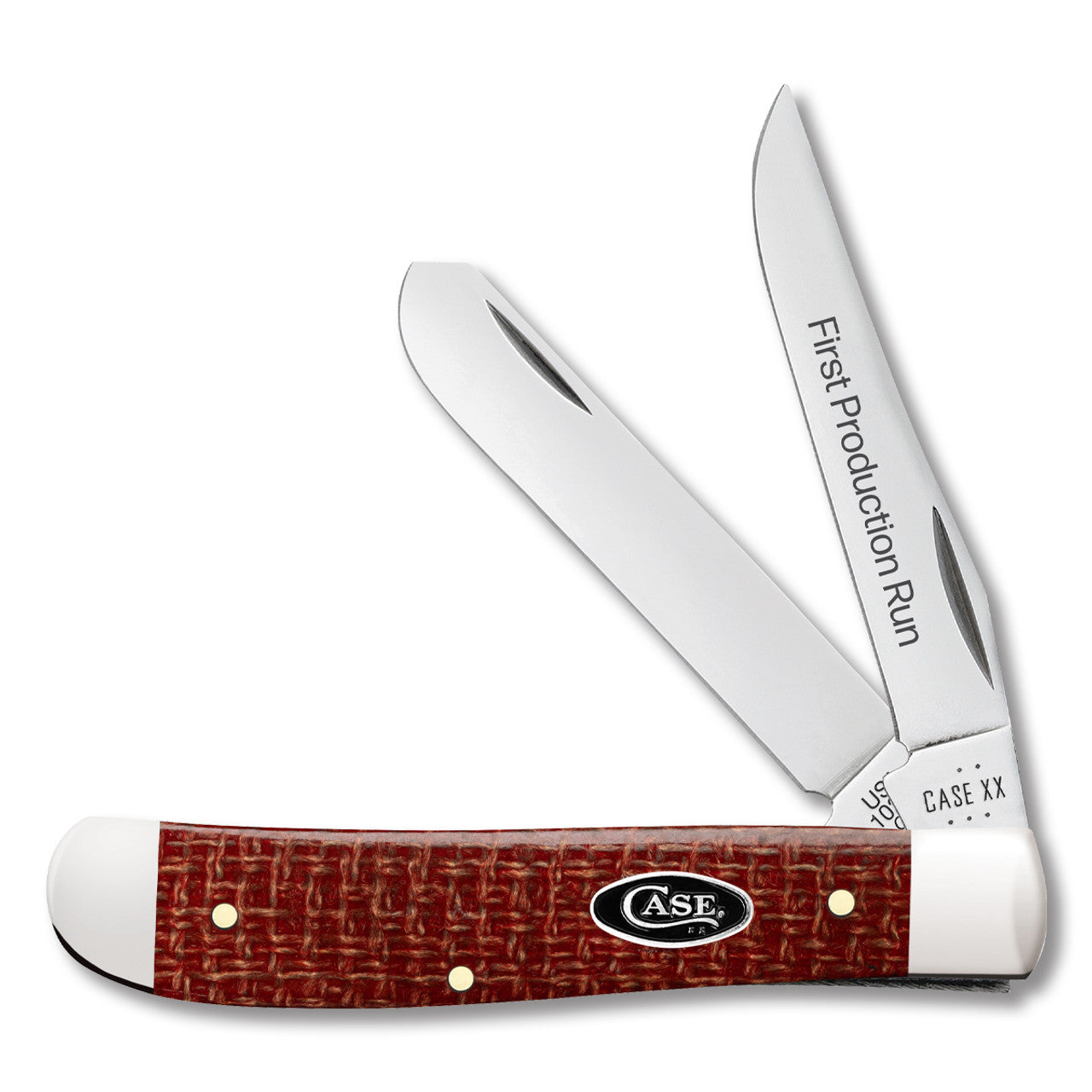 First Production Run Dark Red Burlap Micarta 82271 Carbon Steel Mini Trapper