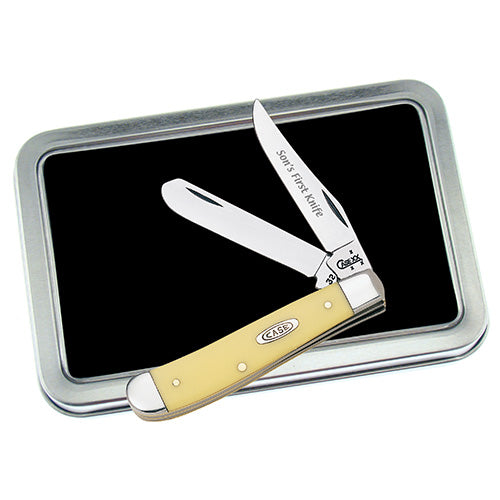 Son's First Yellow Delrin Mini Trapper Stainless Pocket Knife
