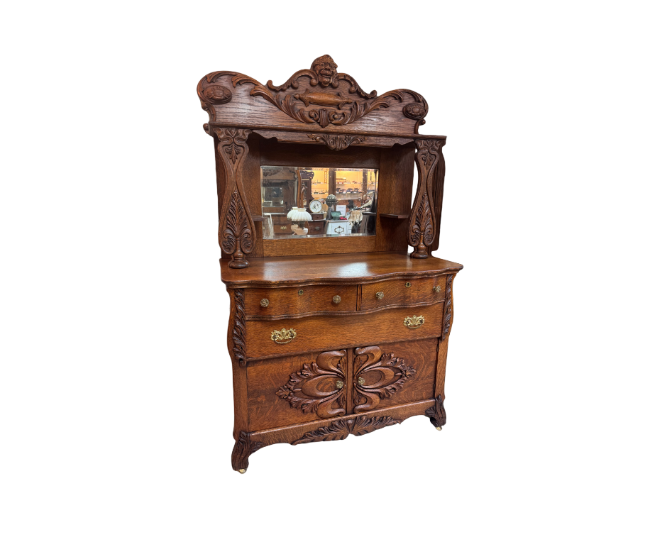 1890's Early 1900's Antique Quartersawn Oak Buffet