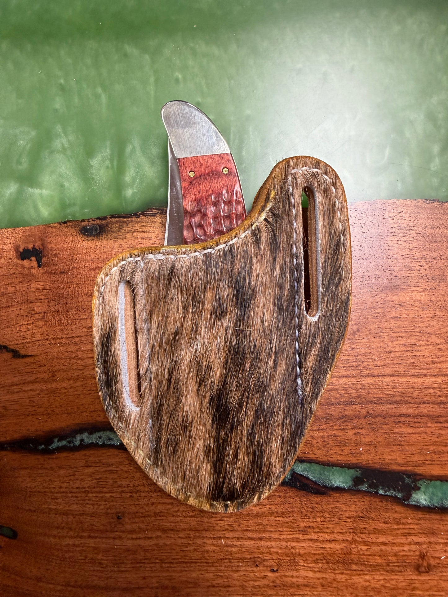 #31 Pancake Style Leather Sheath – Fits Folding Hunter Size Knives | Hand Made