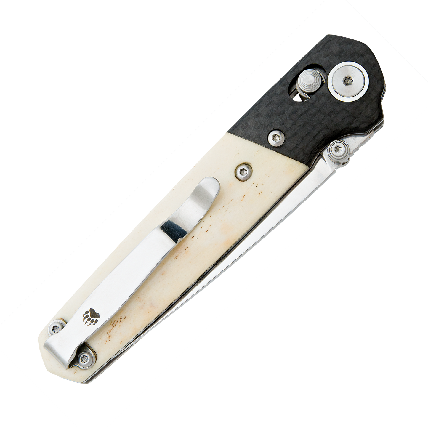 4 3/8″ White Smooth Bone Lawman W/ Carbon Fiber Bolster