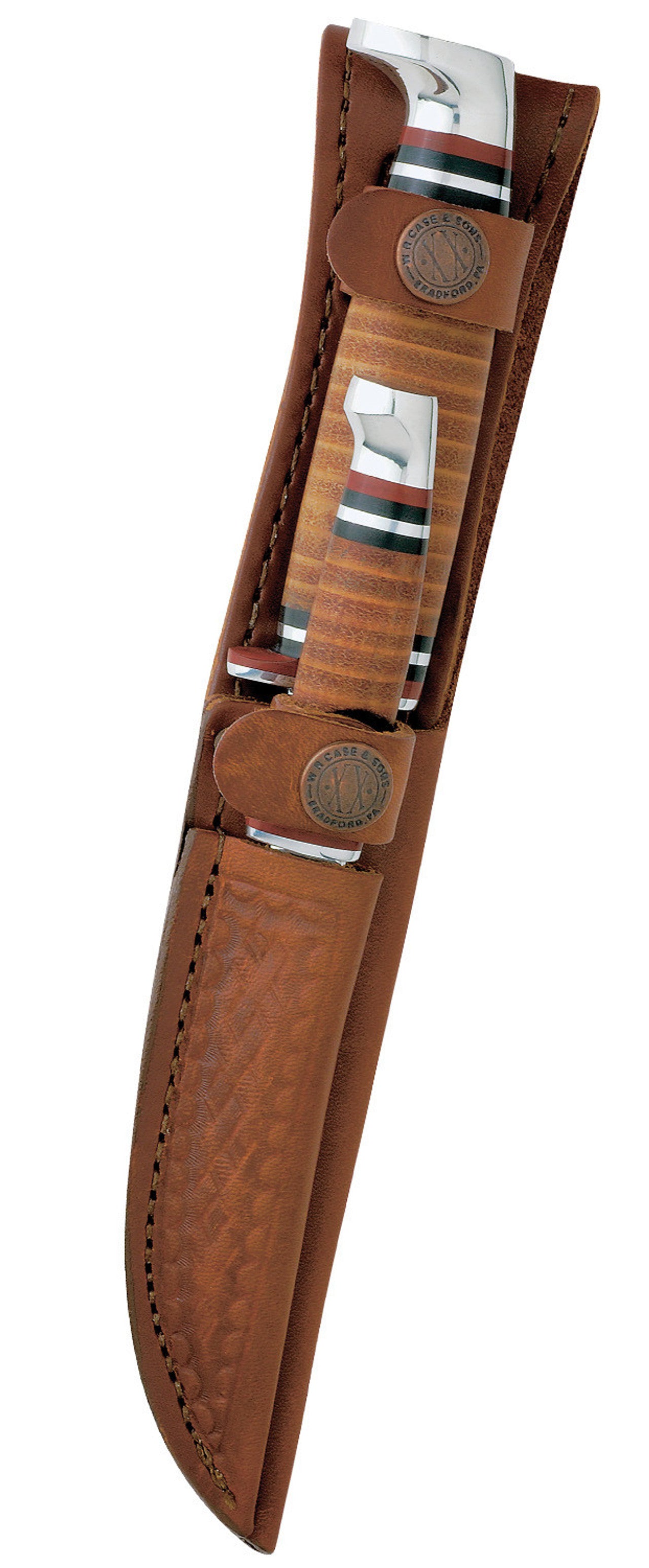 Leather Hunter Two Knife Hunting Set with Leather Sheath