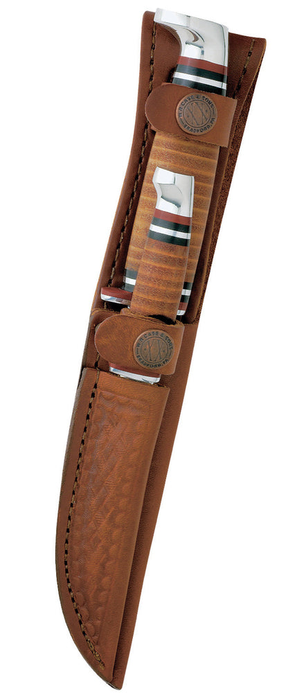 Leather Hunter Two Knife Hunting Set with Leather Sheath