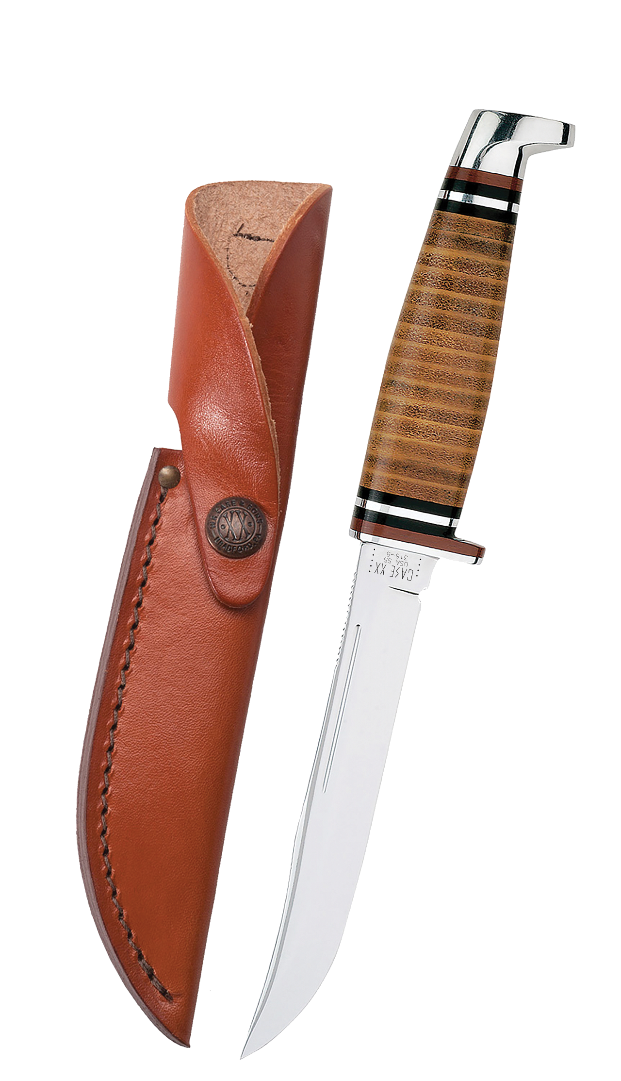 Leather 5" Utility Hunter with Leather Sheath