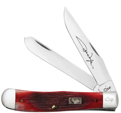 Case XX™ John Wayne Commemorative Barnboard Jigged Dark Red Bone Trapper Pocket Knife 07444