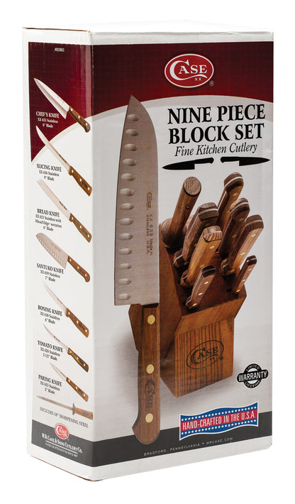 Household Cutlery 9-Piece Block Set (Solid Walnut Handles)