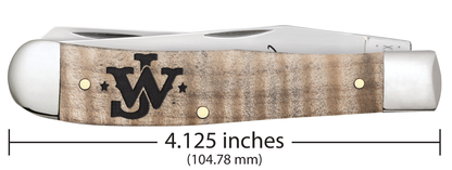 John Wayne Embellished Smooth Natural Curly Maple Wood Trapper