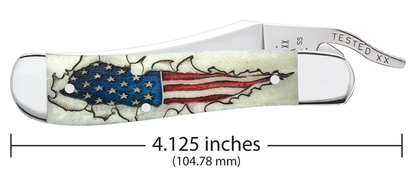 American Flag Natural Smooth Bone Russlock