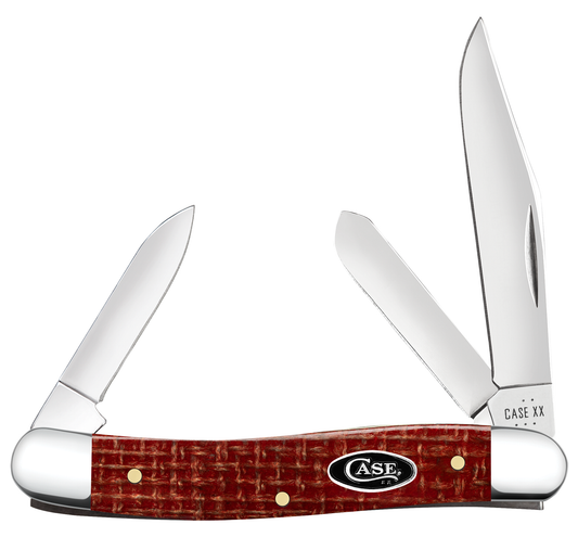 Dark Red Burlap Micarta CS Medium Stockman