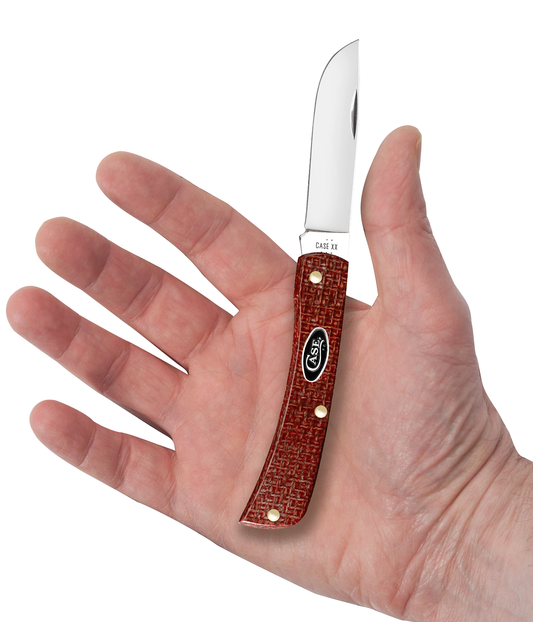 Smooth Dark Red Burlap Micarta® CS Sod Buster® Jr