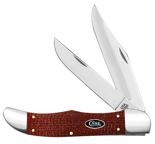 Dark Red Burlap Micarta CS Folding Hunter