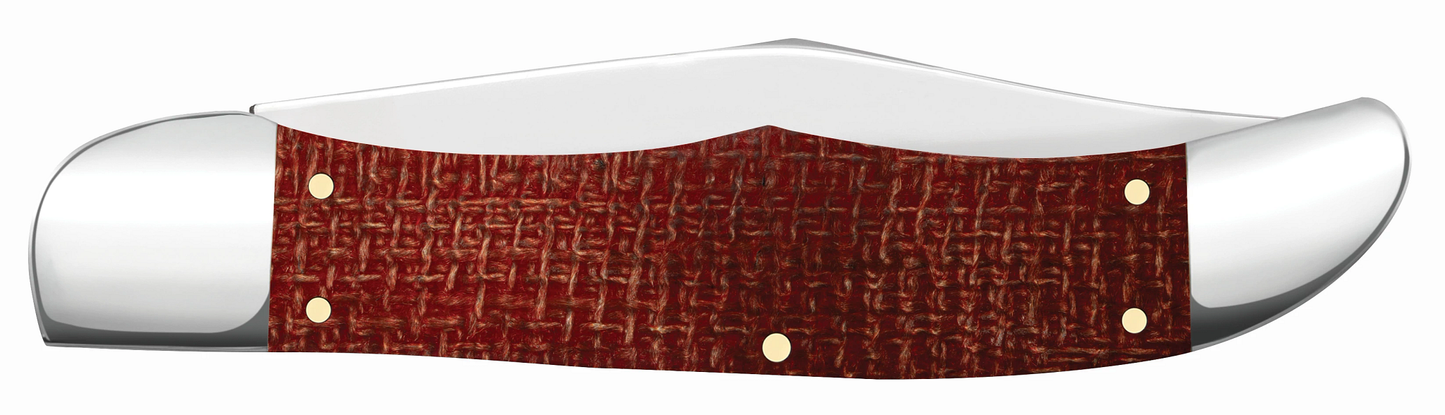 Dark Red Burlap Micarta CS Folding Hunter