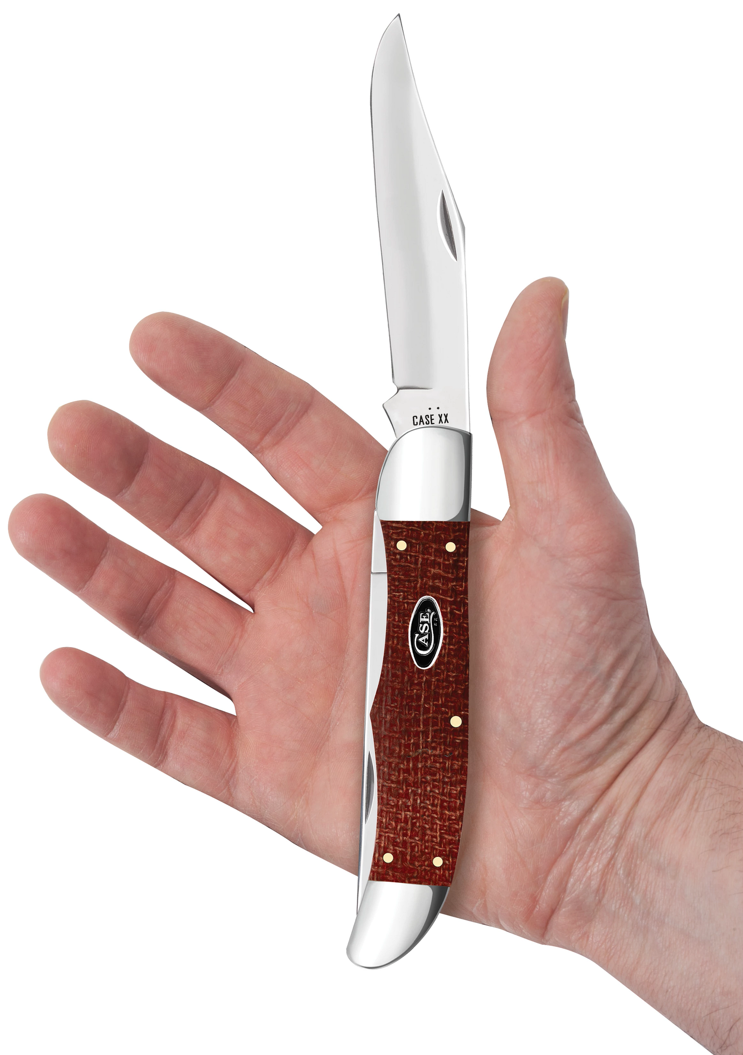Dark Red Burlap Micarta CS Folding Hunter