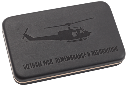 Vietnam War Gift Set Smooth Natural Bone with Green, Yellow and Red Color Wash Trapper in Jewel Box