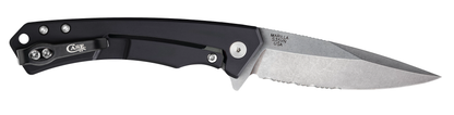 Black Aluminum Marilla Frame Lock with S35VN Stainless Serrated Blade