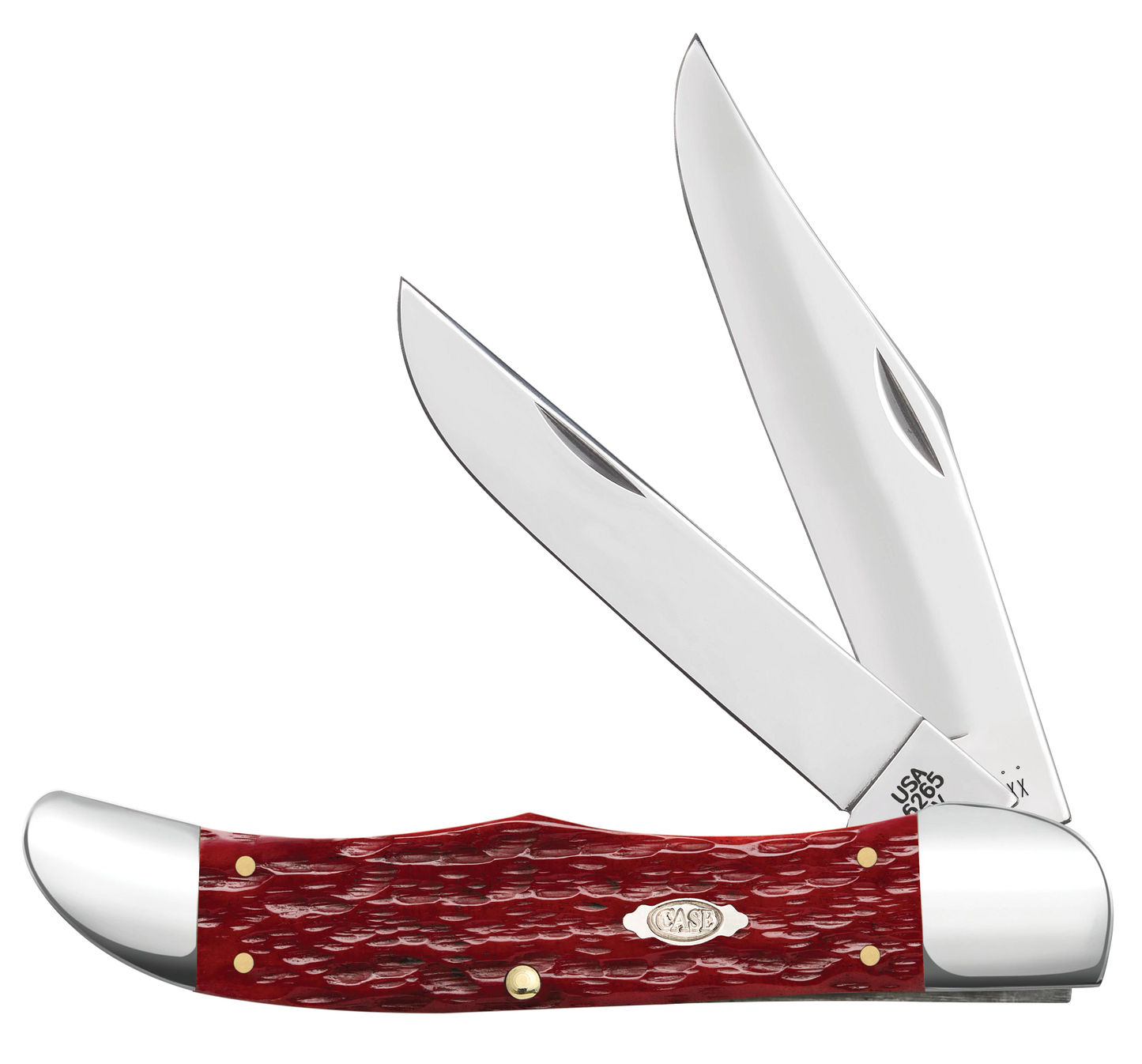 Peach Seed Jig Dark Red Bone CS Folding Hunter with Sheath