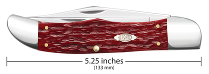 Peach Seed Jig Dark Red Bone CS Folding Hunter with Sheath