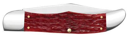 Peach Seed Jig Dark Red Bone CS Folding Hunter with Sheath