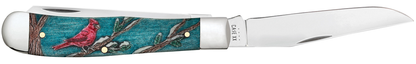 Embellished Smooth Natural Bone with Color Wash and Black Definition Trapper Cardinal (in Velvet Box)