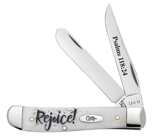 Religious Sayings Rejoice Embellished Smooth Natural Bone Mini Trapper