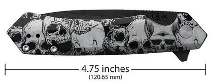 Black Embellished Anodized Aluminum Kinzua with DLC Spear Blade and Skulls artwork