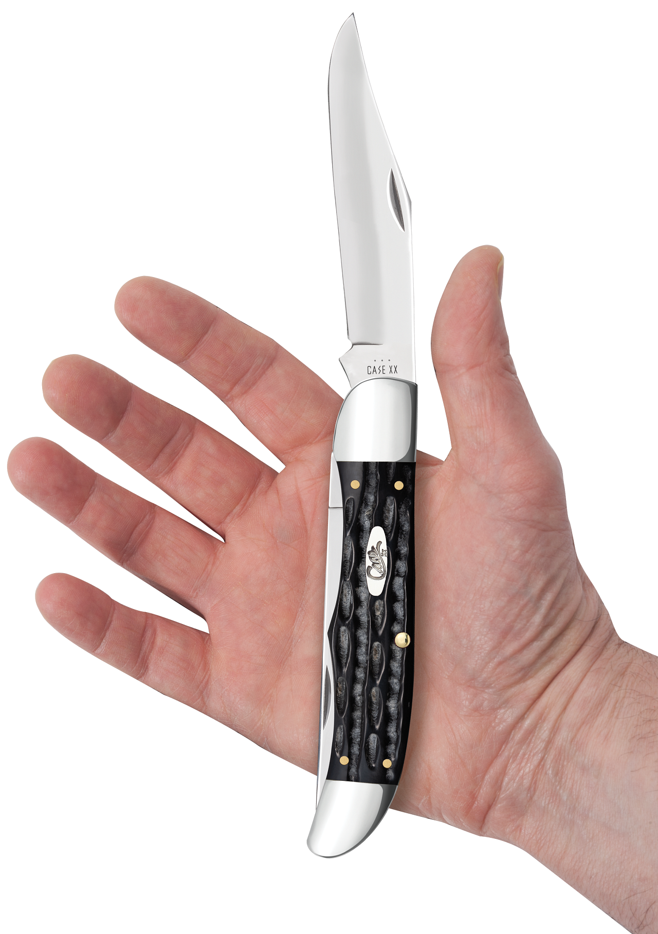 Buffalo Horn Jigged Folding Hunter with Sheath