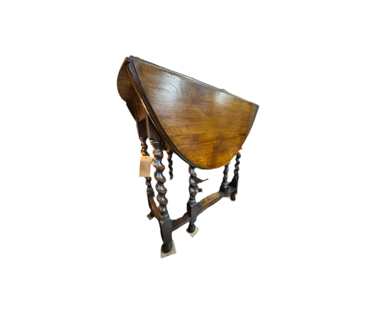 Small English Oak Barley Twist Gate Leg Table