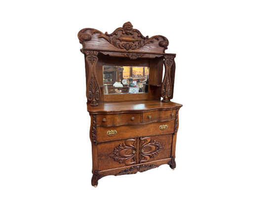 1890's Early 1900's Antique Quartersawn Oak Buffet