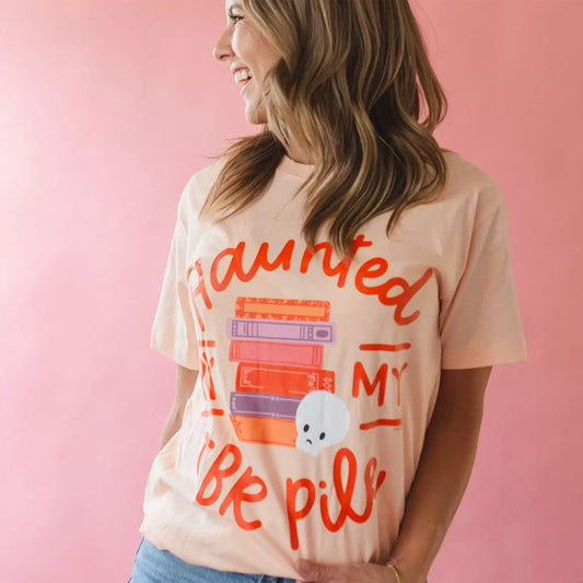 Haunted By My Tbr Pile - Pippi Tee - Peachy Pink