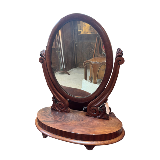 Victorian Mahogany Shaving Mirror, c. Mid 19th Century