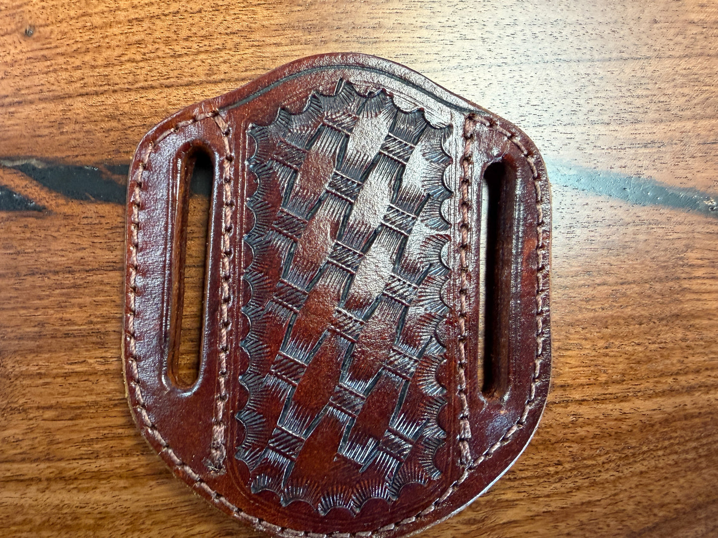 #5 HORIZONTAL LEATHER SHEATH FOR TRAPPER /FULL SIZE  COPPER LOCK  / LARGE STOCKMAN