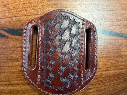 #5 HORIZONTAL LEATHER SHEATH FOR TRAPPER /FULL SIZE  COPPER LOCK  / LARGE STOCKMAN