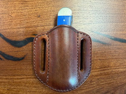 #5 HORIZONTAL LEATHER SHEATH FOR TRAPPER /FULL SIZE  COPPER LOCK  / LARGE STOCKMAN