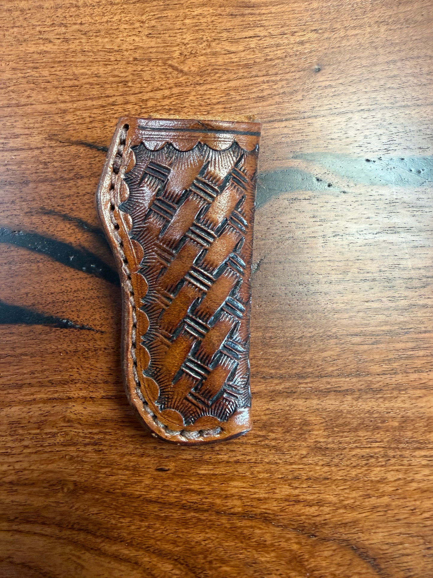 #12 Vertical  Leather Sheath – Fits Mini Trapper & Mini Copperlock | Hand Made