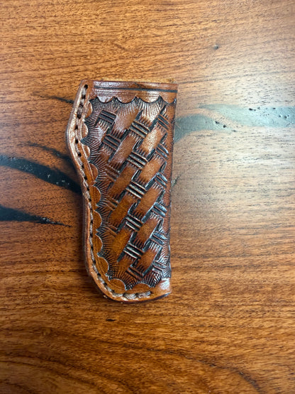#12 Vertical  Leather Sheath – Fits Mini Trapper & Mini Copperlock | Hand Made