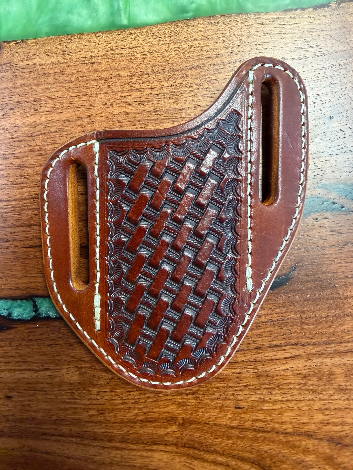 #31 Pancake Style Leather Sheath – Fits Folding Hunter Size Knives | Hand Made