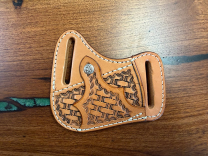#26 Cross Draw Leather Sheath – Fits Trapper Size Knives | Hand Made